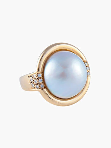 Bague 50 Bague perle Mabé en or jaune 750 et diamants 58 Facettes