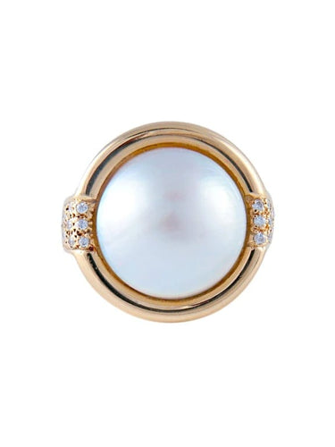 Bague 50 Bague perle Mabé en or jaune 750 et diamants 58 Facettes