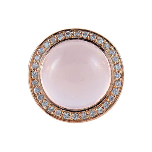 Bague 52 Bague cabochon tourmaline rose en or jaune 18 ct et diamants 58 Facettes