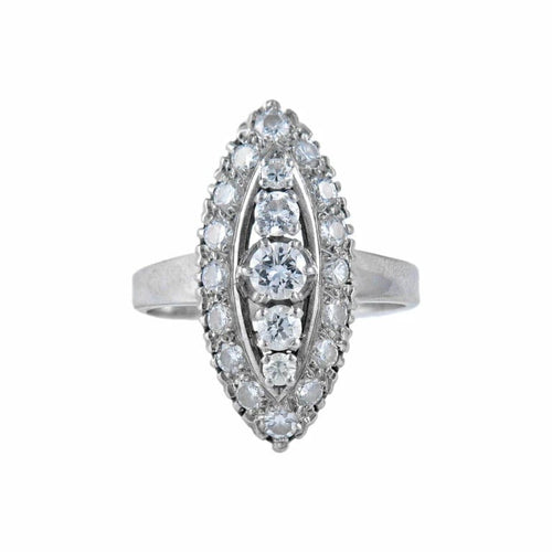 Bague 55 Bague marquise en or blanc 18 ct et diamants 58 Facettes
