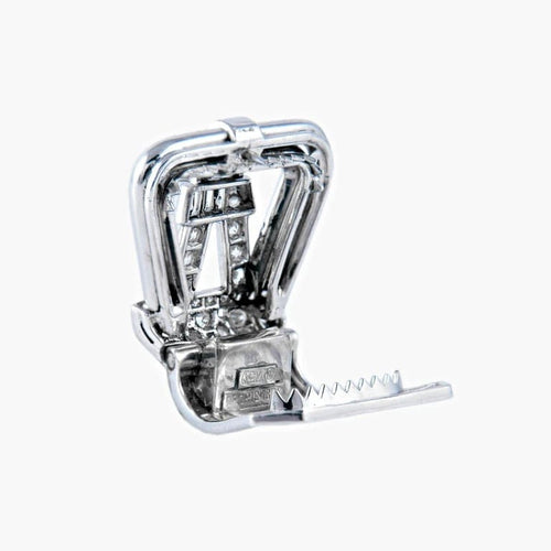 Boucles d'oreilles Broche clip Art déco en or blanc 18 ct, platine et diamants 58 Facettes