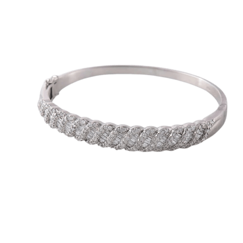 Bracelet Bracelet jonc en or blanc 18 ct et diamants 58 Facettes 1