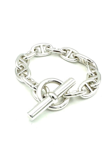 Bracelet Hermès Chaîne d’ancre TGM - Bracelet en argent 925 58 Facettes Bracelet Hermès