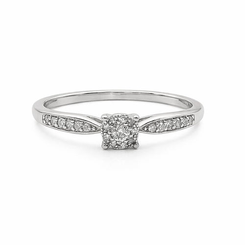 Bague 54 Bague solitaire en or gris 18 carats et diamants 58 Facettes Bague solitaire