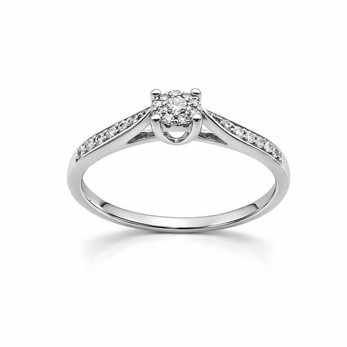 Bague 54 Bague solitaire en or gris 18 carats et diamants 58 Facettes Bague solitaire