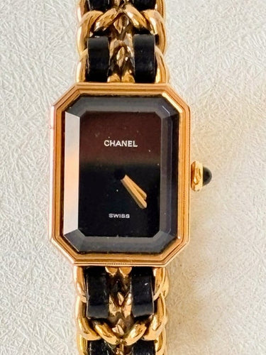 Montre CHANEL Première - Montre vintage à quartz, bracelet plaqué or et cuir noir 58 Facettes WC-2025-2358