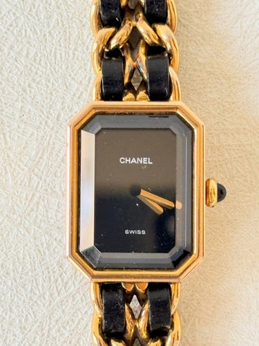 Montre CHANEL Première - Montre vintage à quartz, bracelet plaqué or et cuir noir 58 Facettes WC-2025-2358
