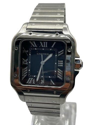 Montre Cartier Santos - Montre automatique acier, cadran bleu 58 Facettes 1635