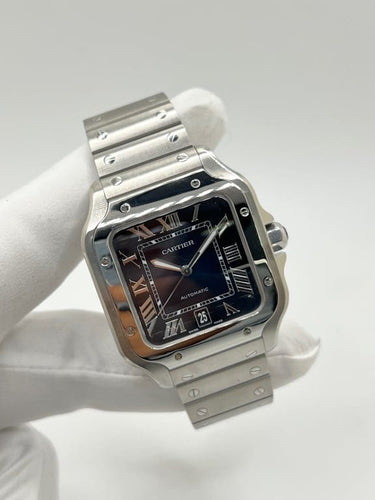 Montre Cartier Santos - Montre automatique acier, cadran bleu 58 Facettes 1635