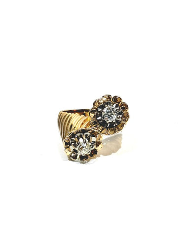 Bague 54 Bague Toi et Moi Art déco en or rose, platine et diamants 58 Facettes 1714200