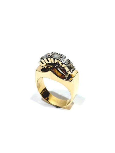 Bague 57 Bague tank Art déco en or rose 18 carats, platine et diamants 58 Facettes 1714213