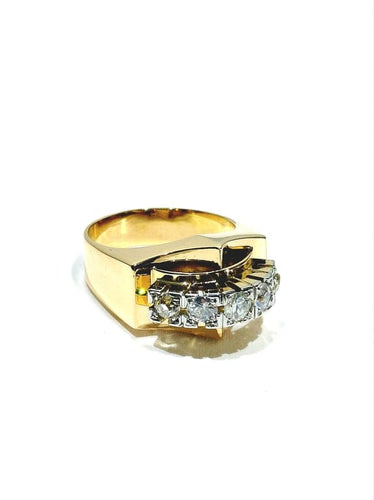 Bague 57 Bague tank Art déco en or rose 18 carats, platine et diamants 58 Facettes 1714213