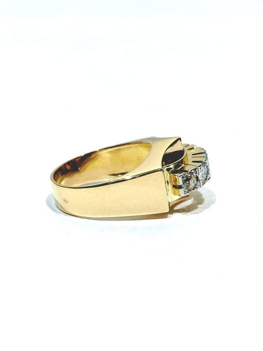Bague 57 Bague tank Art déco en or rose 18 carats, platine et diamants 58 Facettes 1714213