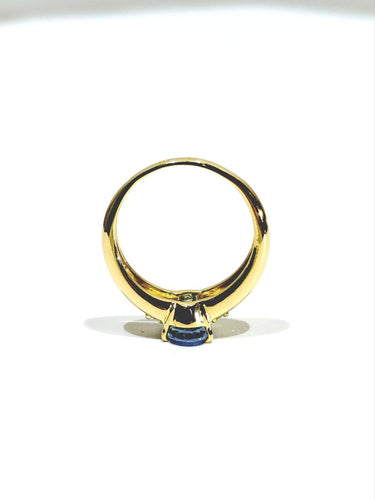 Bague 55 Bague en or jaune avec saphir clair et diamants 58 Facettes 1714237