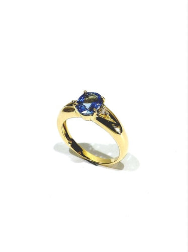 Bague 55 Bague en or jaune avec saphir clair et diamants 58 Facettes 1714237