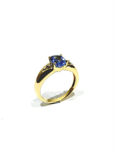 Bague 55 Bague en or jaune avec saphir clair et diamants 58 Facettes 1714237