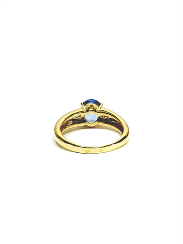 Bague 55 Bague en or jaune avec saphir clair et diamants 58 Facettes 1714237