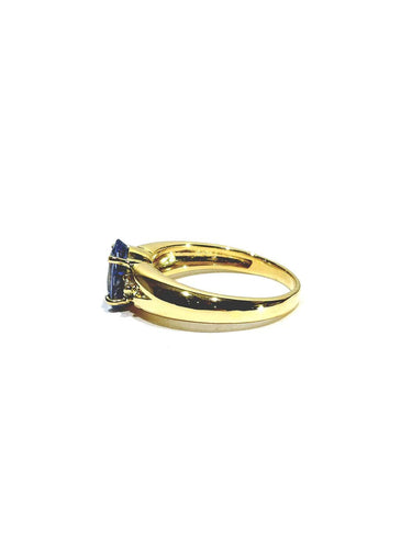 Bague 55 Bague en or jaune avec saphir clair et diamants 58 Facettes 1714237