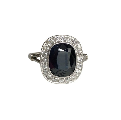 Bague 49 Bague Art déco en platine avec saphir et diamants 58 Facettes 235