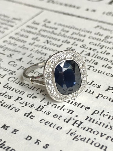 Bague 49 Bague Art déco en platine avec saphir et diamants 58 Facettes 235