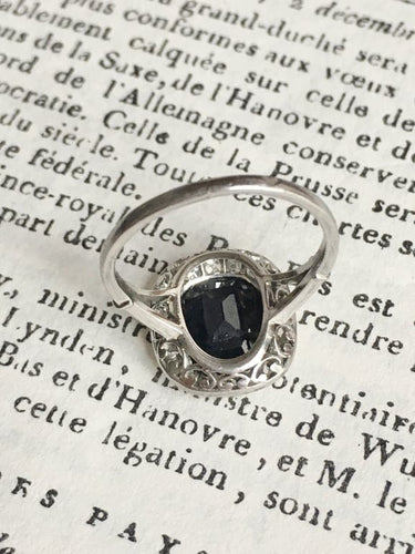 Bague 49 Bague Art déco en platine avec saphir et diamants 58 Facettes 235