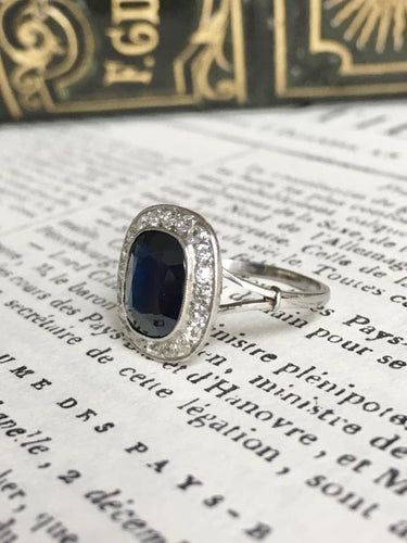 Bague 49 Bague Art déco en platine avec saphir et diamants 58 Facettes 235