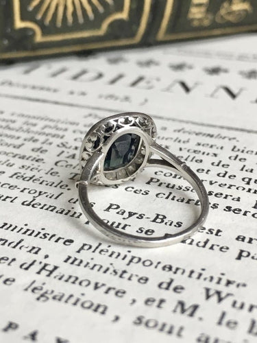 Bague 49 Bague Art déco en platine avec saphir et diamants 58 Facettes 235