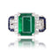 Bague 53 Bague Art déco en or blanc avec émeraude, diamants et saphirs 58 Facettes 25-137