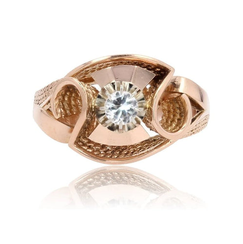 Bague 52 Bague vintage en or rose 18 carats au saphir blanc 58 Facettes 25-023