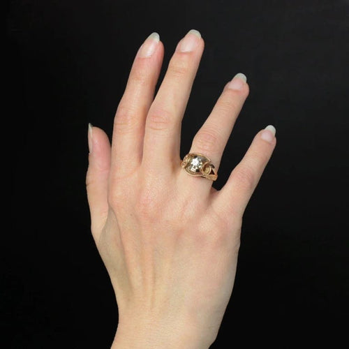 Bague 52 Bague vintage en or rose 18 carats au saphir blanc 58 Facettes 25-023