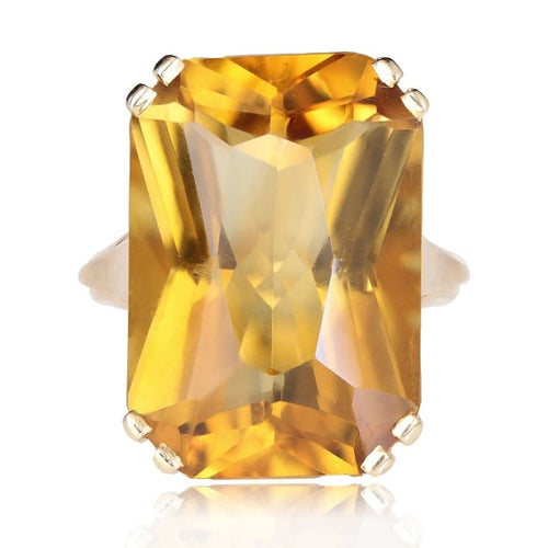 Bague 52 Bague vintage en or jaune 18 carats et citrine 58 Facettes 25-019