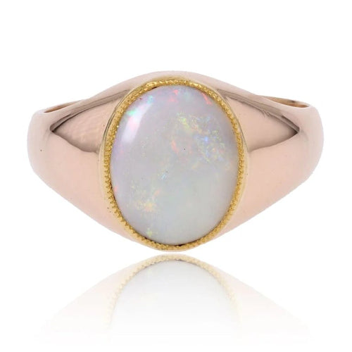 Bague 63 Bague opale cabochon en or rose 18 carats 58 Facettes 24-322