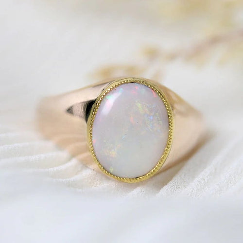 Bague 63 Bague opale cabochon en or rose 18 carats 58 Facettes 24-322