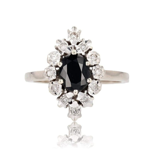 Bague 52 Bague marquise saphir et diamants en or blanc 18 carats 58 Facettes 24-199
