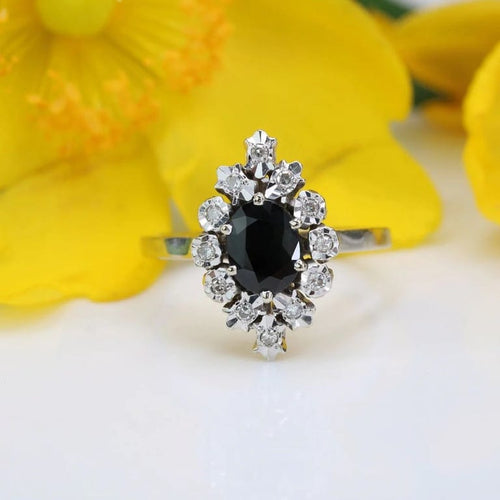 Bague 52 Bague marquise saphir et diamants en or blanc 18 carats 58 Facettes 24-199