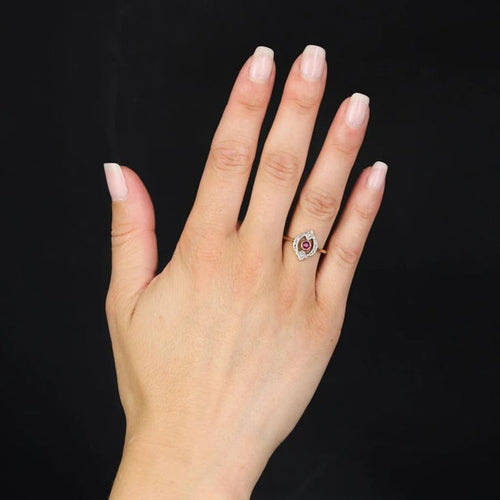 Bague 58 Bague ancienne rubis et diamants taille rose en or jaune 18 carats 58 Facettes 22-001