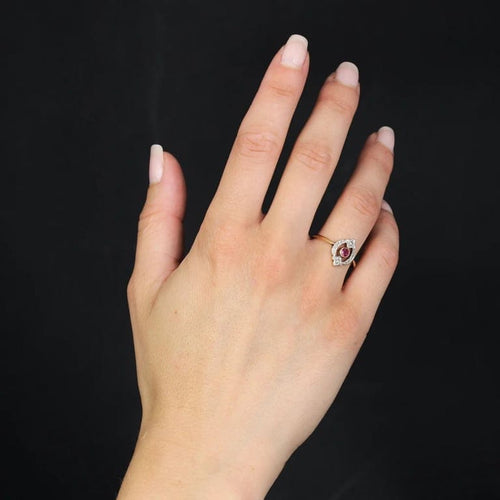 Bague 58 Bague ancienne rubis et diamants taille rose en or jaune 18 carats 58 Facettes 22-001