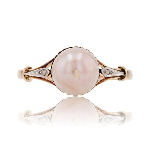Bague 53 Bague ancienne en or jaune 18 carats avec perle Mabé et diamants 58 Facettes 15-360