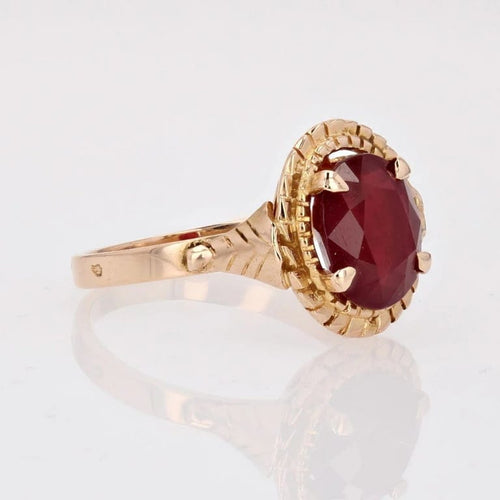Bague 56 Bague vintage en or rose 18 carats et rubis 58 Facettes 24-063