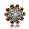 Bague 47 Bague fleur vintage en or jaune 14 carats, citrines, turquoises et perles 58 Facettes CV108