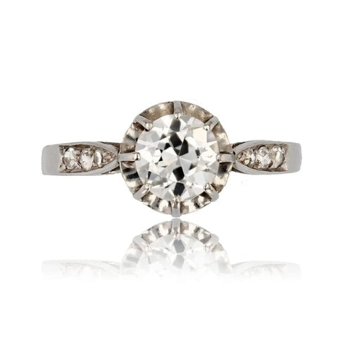 Bague 51 Bague solitaire ancienne en platine avec diamants taille ancienne 58 Facettes 24-160