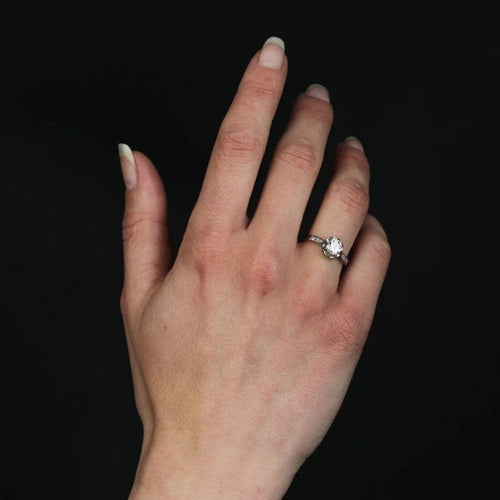 Bague 51 Bague solitaire ancienne en platine avec diamants taille ancienne 58 Facettes 24-160
