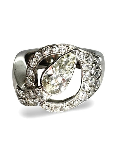 Bague 51 Bague ancienne en platine 950 sertie de diamants 2,50 ct 58 Facettes 1441
