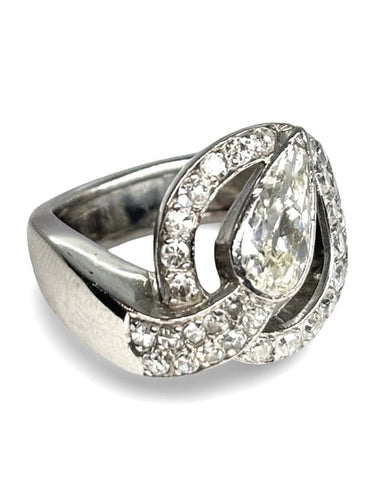 Bague 51 Bague ancienne en platine 950 sertie de diamants 2,50 ct 58 Facettes 1441