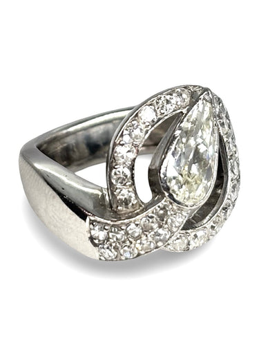 Bague 51 Bague ancienne en platine 950 sertie de diamants 2,50 ct 58 Facettes 1441