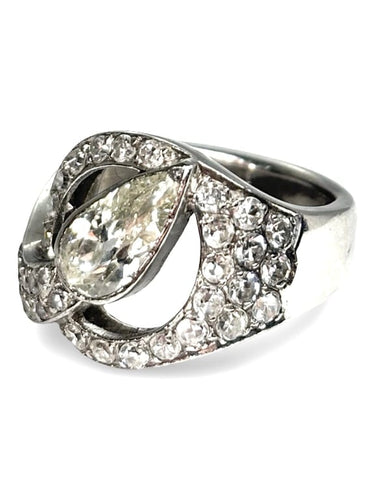 Bague 51 Bague ancienne en platine 950 sertie de diamants 2,50 ct 58 Facettes 1441