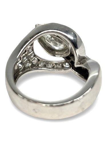 Bague 51 Bague ancienne en platine 950 sertie de diamants 2,50 ct 58 Facettes 1441