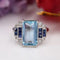 Bague 53 Bague Art déco en or blanc 18 carats avec aigue-marine, saphirs et diamants 58 Facettes 24-183