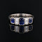 Bague 53 Bague jarretière Art déco en or blanc 18 carats, saphirs et diamants 58 Facettes 24-114