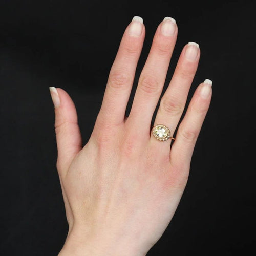 Bague 52 Bague ancienne en or rose 18 carats, saphir jaune et perles fines 58 Facettes 24-157